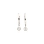 Diamond Drop Hoop Earrings in White Gold