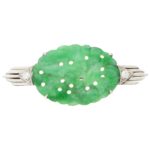 Art Deco Jade and Diamond Brooch Pin