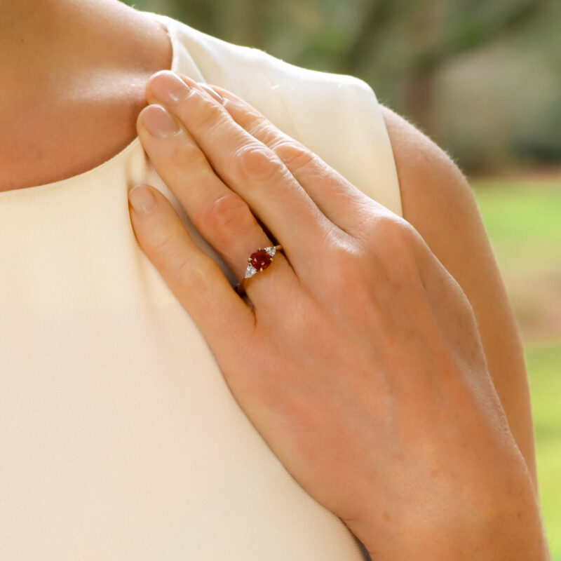 GIA Certified, Tiffany & Co. Burmese Ruby and Diamond Ring