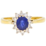 Sapphire and Diamond Cluster Ring