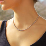 Diamond Riviere Necklace Set in 18k White Gold