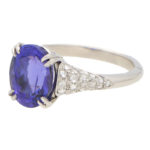 3.61ct Purple Blue Tanzanite and Diamond Ring