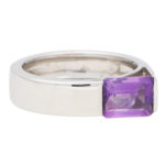 Emerald Cut Amethyst Band Ring