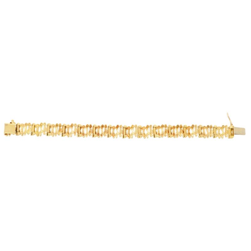 Vintage yellow gold bark link bracelet