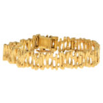 Vintage yellow gold bark link bracelet