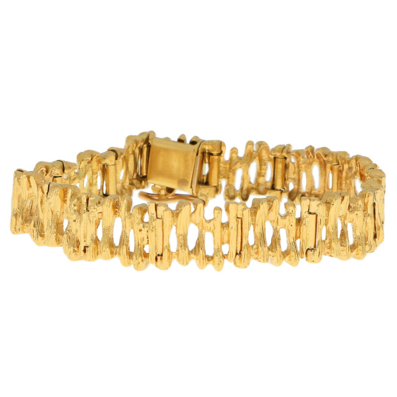 Vintage yellow gold bark link bracelet