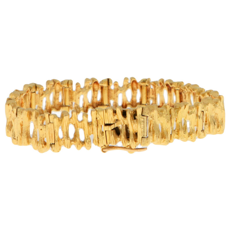 Vintage yellow gold bark link bracelet