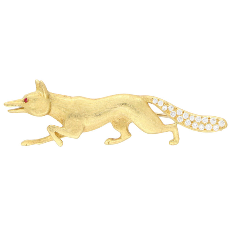 Ruby and Diamond Fox Brooch