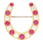 Ruby and Diamond Lucky Horseshoe Brooch