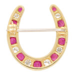 Ruby and Diamond Lucky Horseshoe Brooch