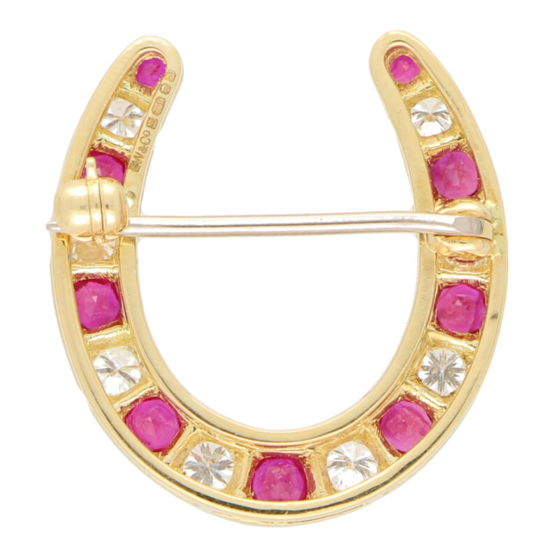 Ruby and Diamond Lucky Horseshoe Brooch