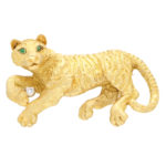 Tiffany & Co. Emerald and Diamond Tiger brooch in Yellow Gold