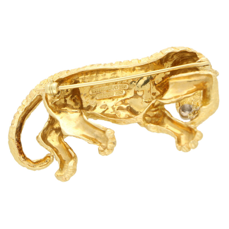 Tiffany & Co. Emerald and Diamond Tiger brooch in Yellow Gold