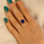 3.61ct Purple Blue Tanzanite and Diamond Ring