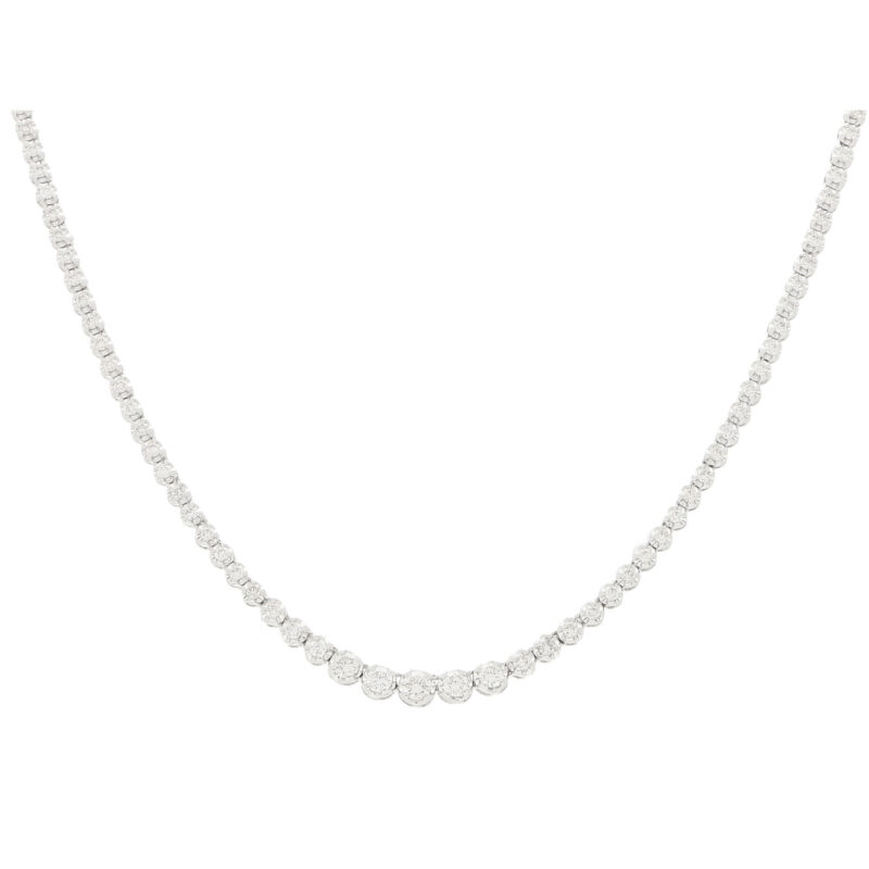 Diamond Riviere Necklace Set in 18k White Gold