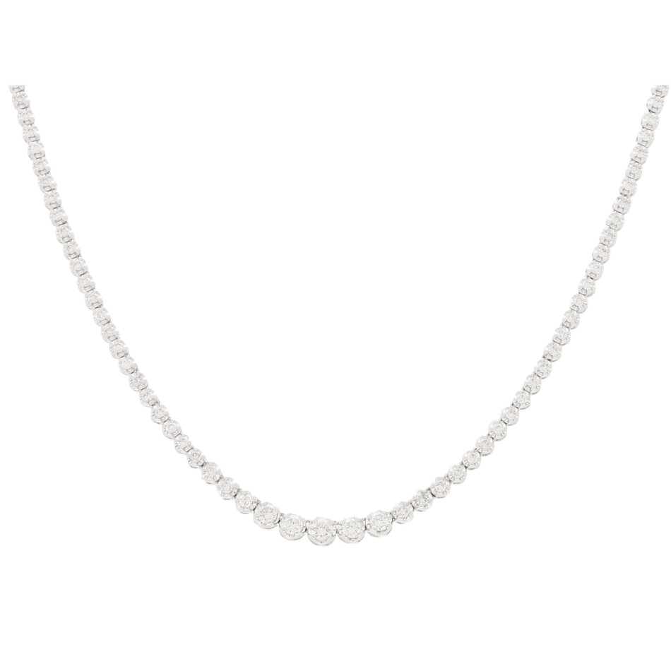 Diamond Riviere Necklace Set in 18k White Gold