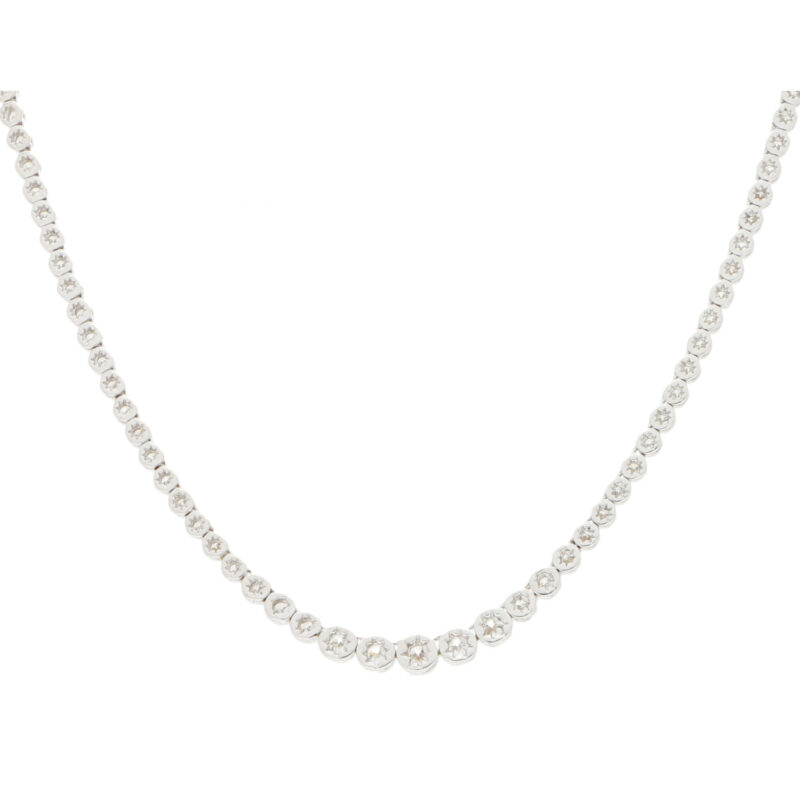 Diamond Riviere Necklace Set in 18k White Gold