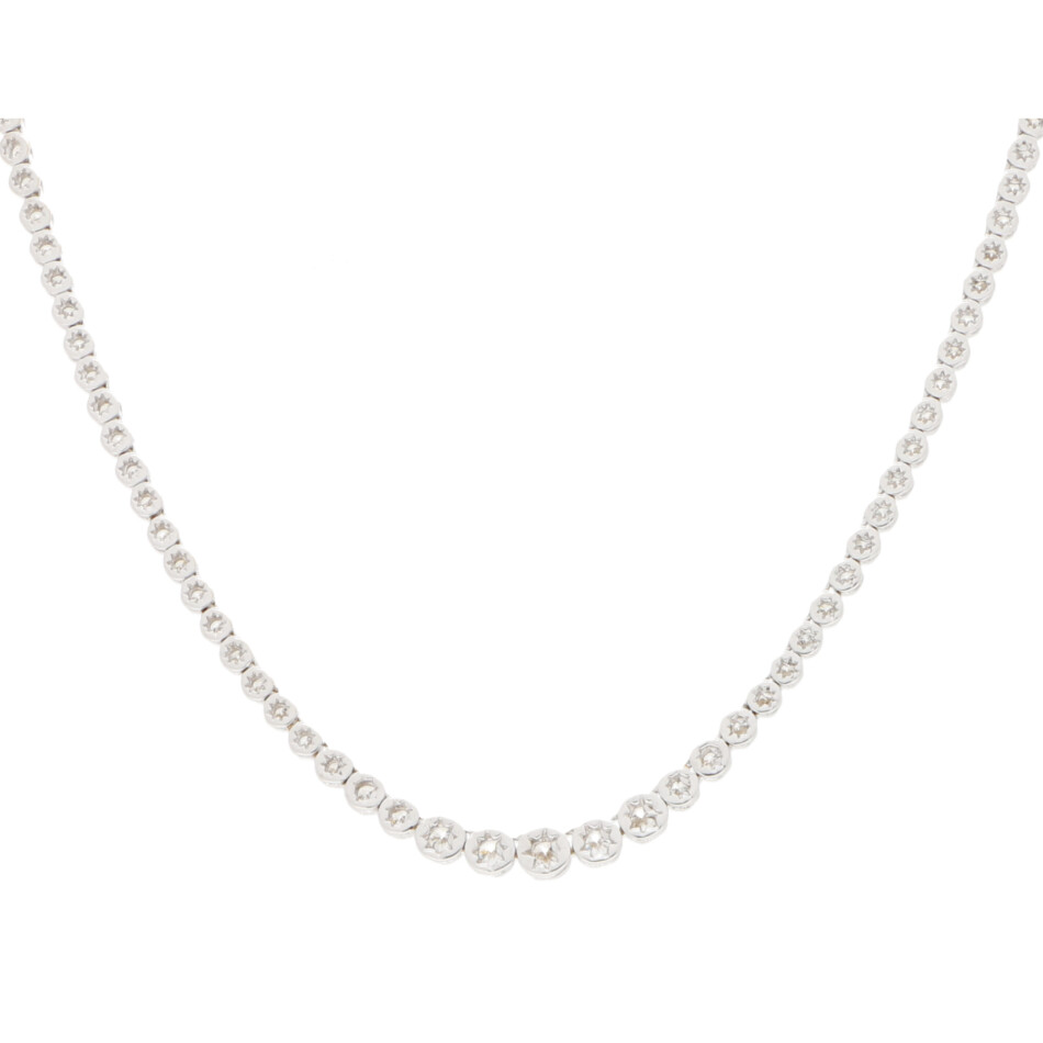 Diamond Riviere Necklace Set in 18k White Gold
