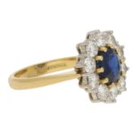 Sapphire and Diamond Diana Style Cluster Engagement Ring