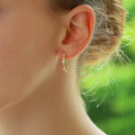 Diamond Hoop Earrings in Yellow Gold