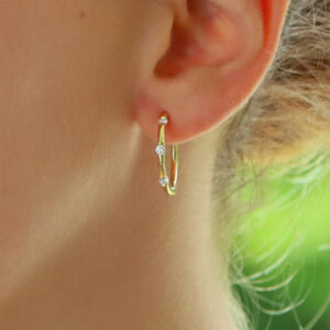 Diamond Hoop Earrings in Yellow Gold