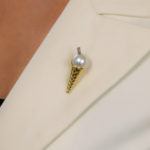 Diamond and Baroque Pearl Ice Cream Brooch