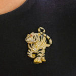 Diamond, Ruby and Black Enamel Tiger Pin Brooch