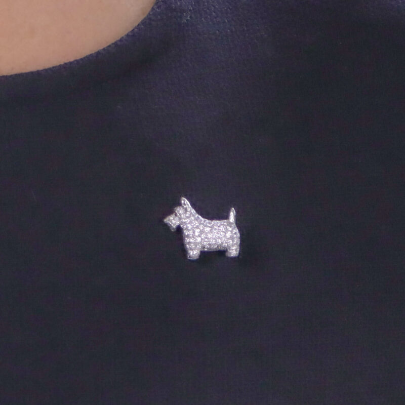 Diamond and Ruby Scottish Terrier Dog Pin Brooch