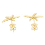 Large Diamond Starfish Stud Earrings in Yellow Gold