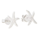 Medium Diamond Starfish Stud Earrings in White Gold