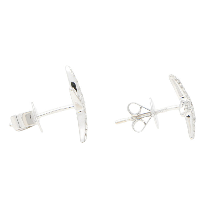 Medium Diamond Starfish Stud Earrings in White Gold