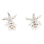 Medium Diamond Starfish Stud Earrings in White Gold