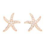 Medium Diamond Starfish Stud Earrings in Rose Gold