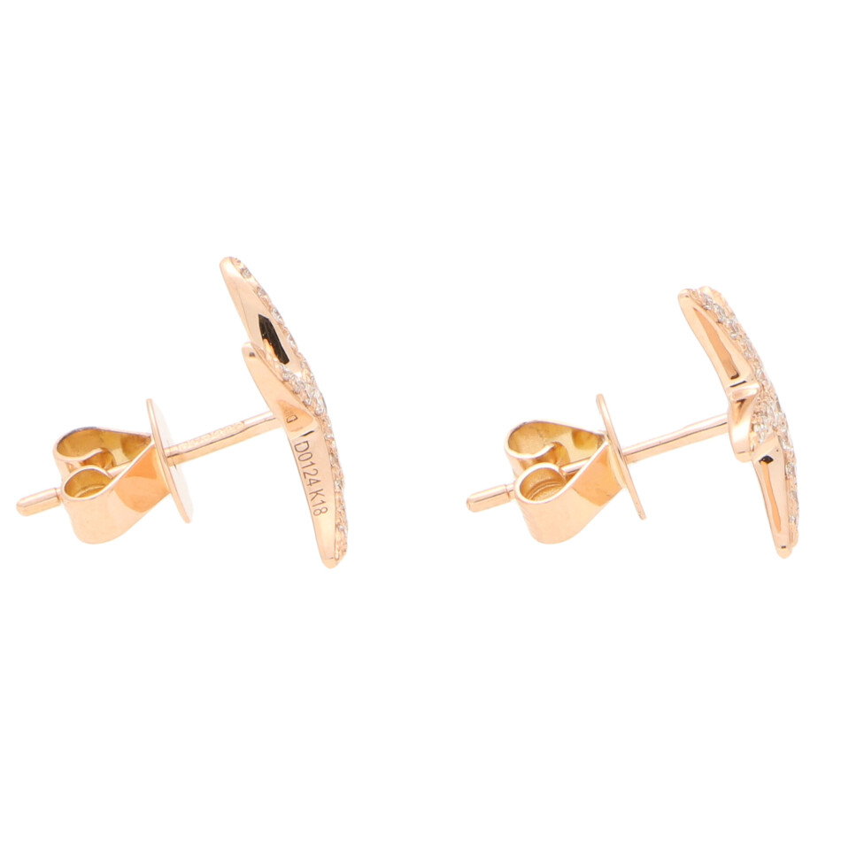 Contemporary Medium Diamond Starfish Stud Earrings in Rose Gold