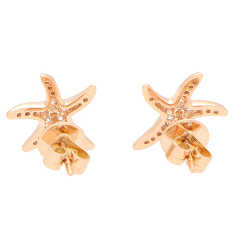 Medium Diamond Starfish Stud Earrings in Rose Gold