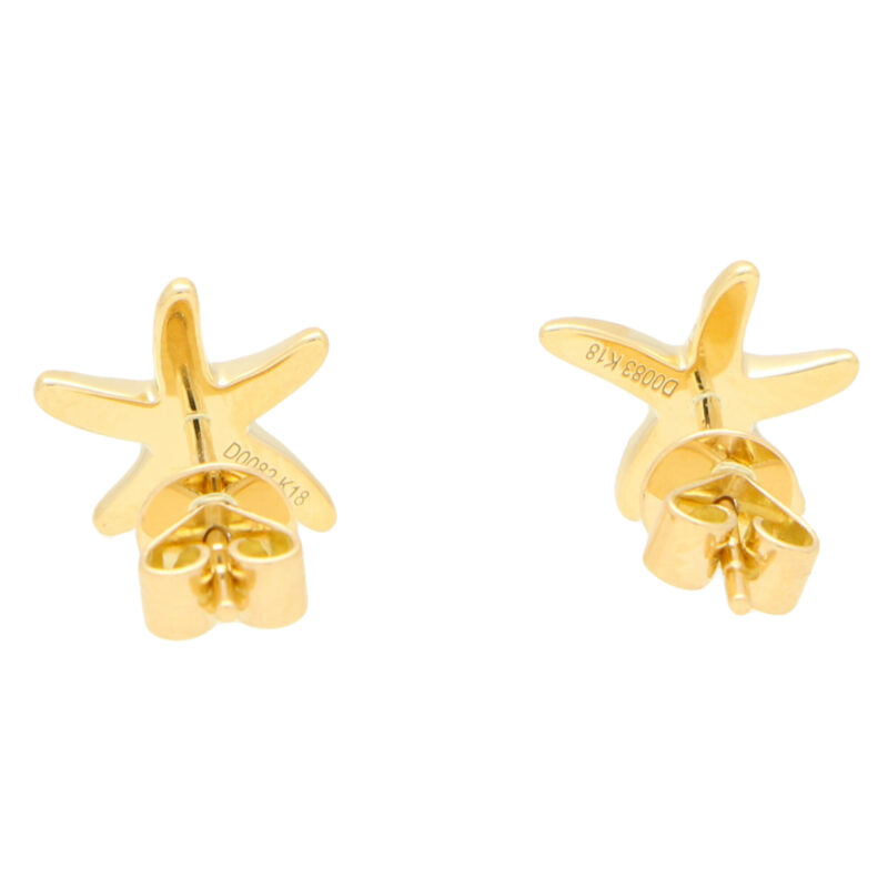 Small Diamond Starfish Stud Earrings in Yellow Gold