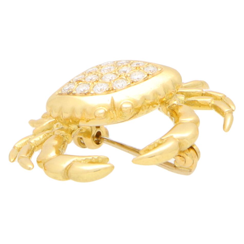Diamond Crab Pin Brooch