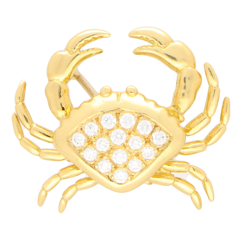 Diamond Crab Pin Brooch