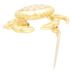 Diamond Crab Pin Brooch