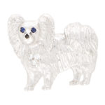 Sapphire and Diamond Papillon Dog Pin Brooch