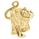 Diamond, Ruby and Black Enamel Tiger Pin Brooch