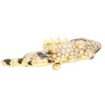 Diamond, Ruby and Black Enamel Tiger Pin Brooch