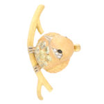 Yellow and White Diamond Bird Pin Brooch