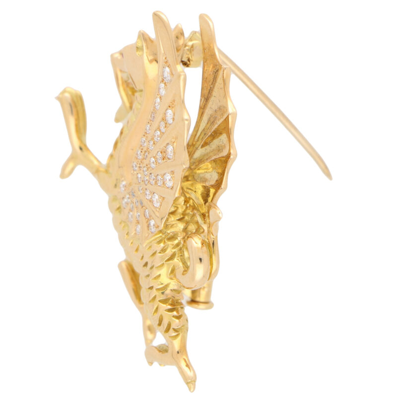 Diamond and Ruby Dragon Pin Brooch