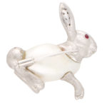 Baroque Freshwater Pearl and Diamond Rabbit Pin Brooch