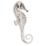 Diamond and Sapphire Seahorse Pin Brooch