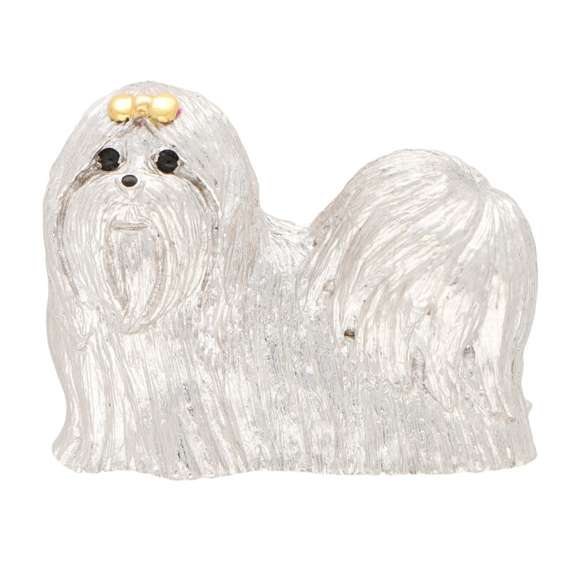 Sapphire Shih Tzu Dog Pin Brooch