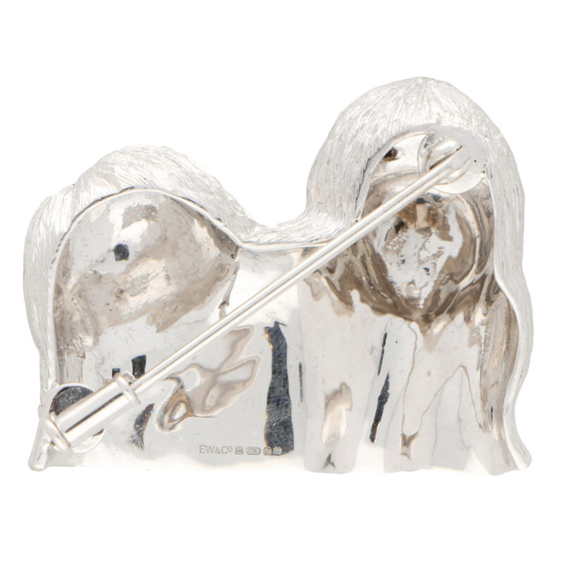 Sapphire Shih Tzu Dog Pin Brooch