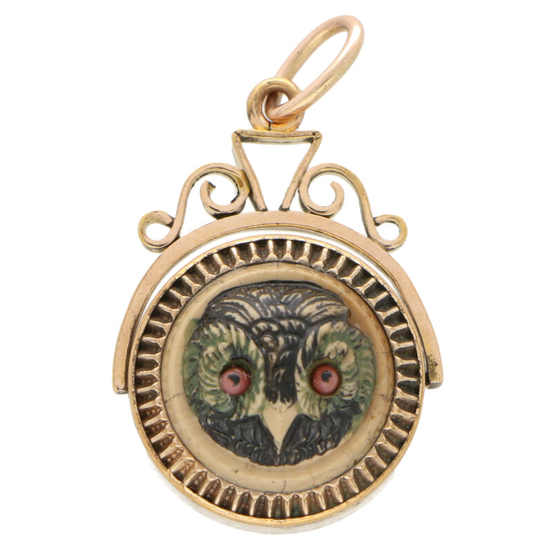 A Victorian owl fob pendant circa 1870