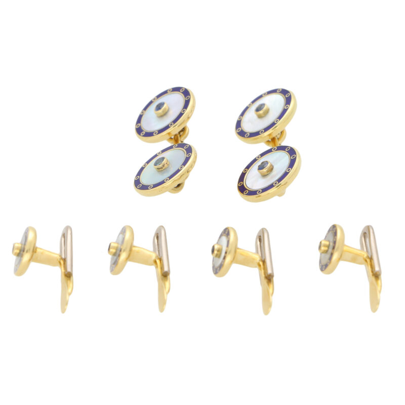 Mother-of-Pearl, Sapphire and Blue Enamel Dress Set